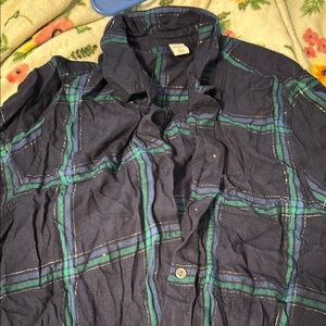 Old Navy Blue and Green Plaid Button Down Shirt